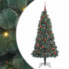 Sztuczna choinka LED z zestawem bombek Zielony 150 cm PET