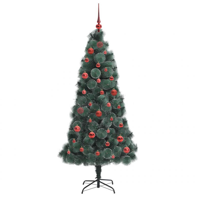 Sztuczna choinka LED z zestawem bombek Zielony 150 cm PET