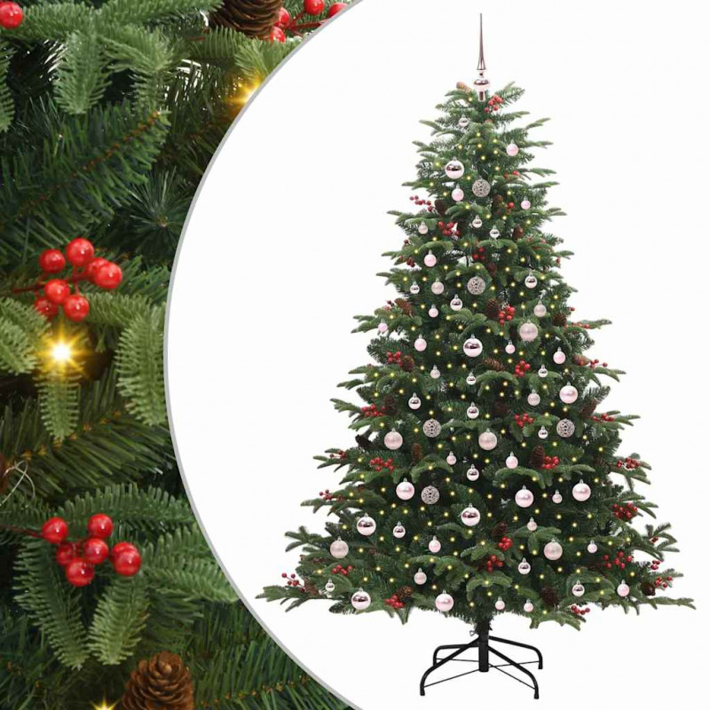 Sztuczna choinka z podstawą Zielony 210 cm PVC, Metal i Plastik