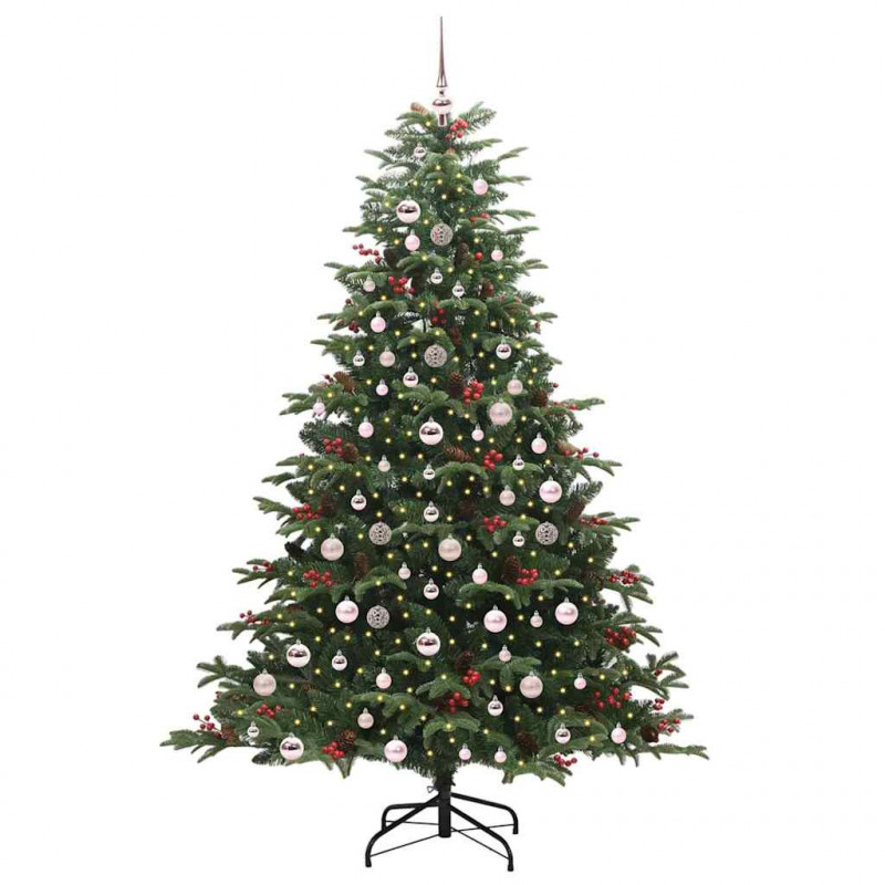 Sztuczna choinka z podstawą Zielony 210 cm PVC, Metal i Plastik