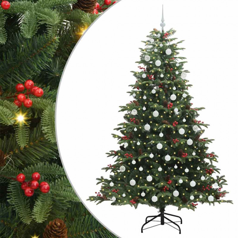 Sztuczna choinka z podstawą Zielony 210 cm PVC, Metal i Plastik