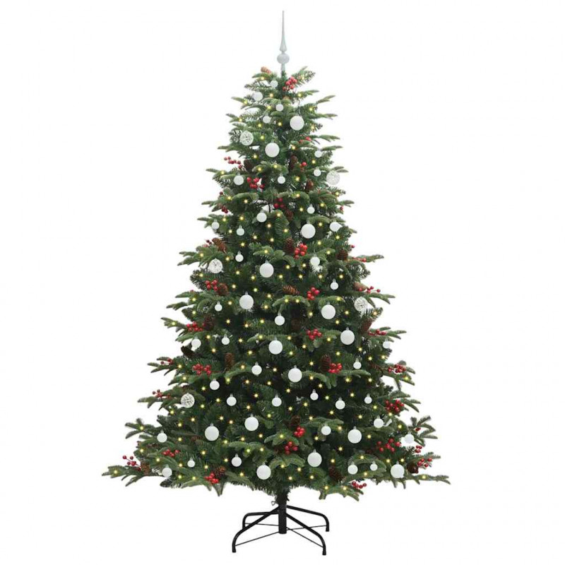 Sztuczna choinka z podstawą Zielony 210 cm PVC, Metal i Plastik