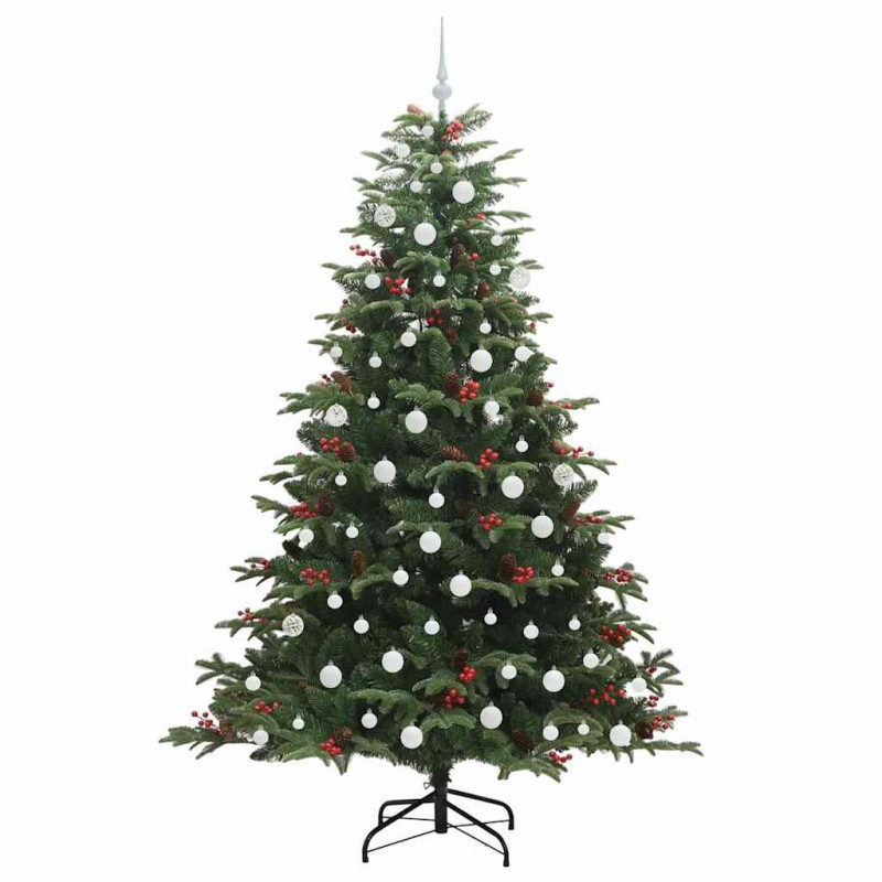 Sztuczna choinka z podstawą Zielony 210 cm PVC, Metal i Plastik