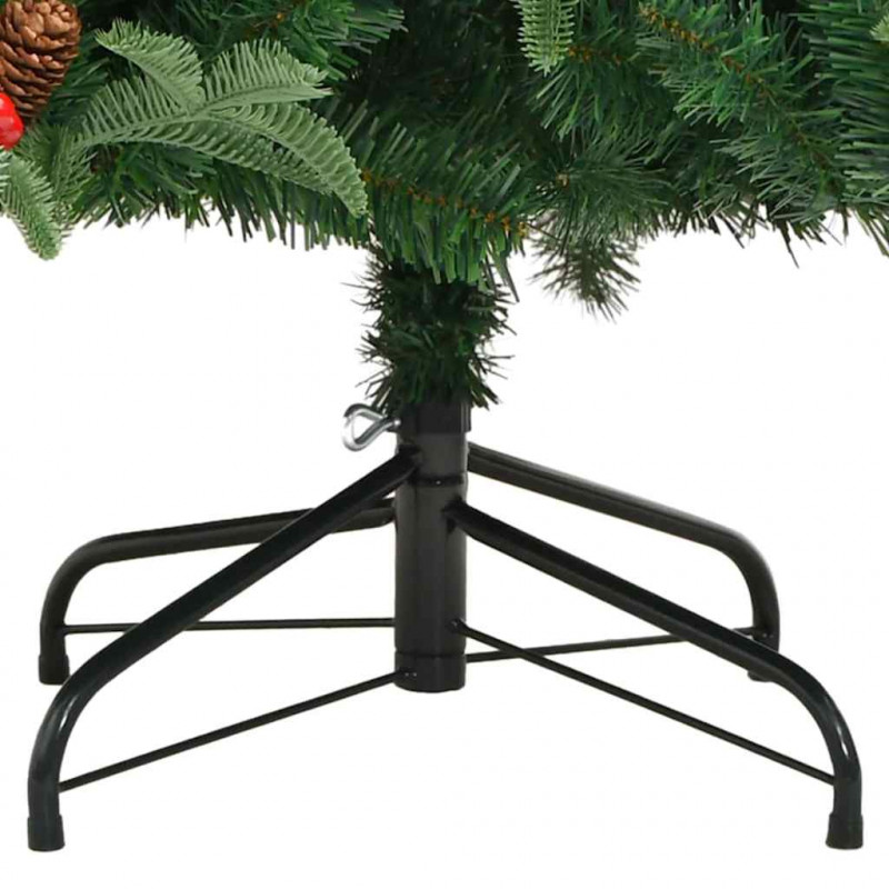 Sztuczna choinka z podstawą Zielony 210 cm PVC, Metal i Plastik