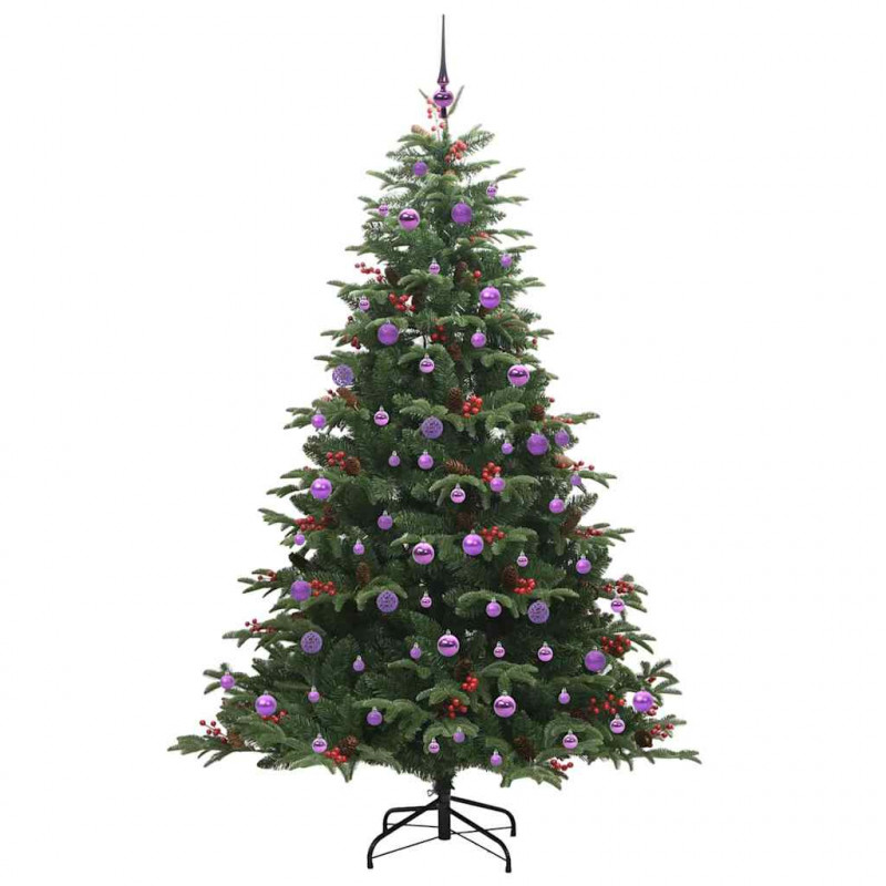 Sztuczna choinka z podstawą Zielony 210 cm PVC, Metal i Plastik
