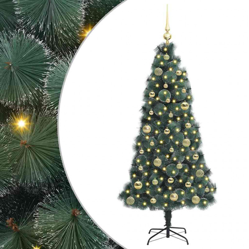 Sztuczna Choinka z Oświetleniem LED z Zestawem Bombek 150 cm