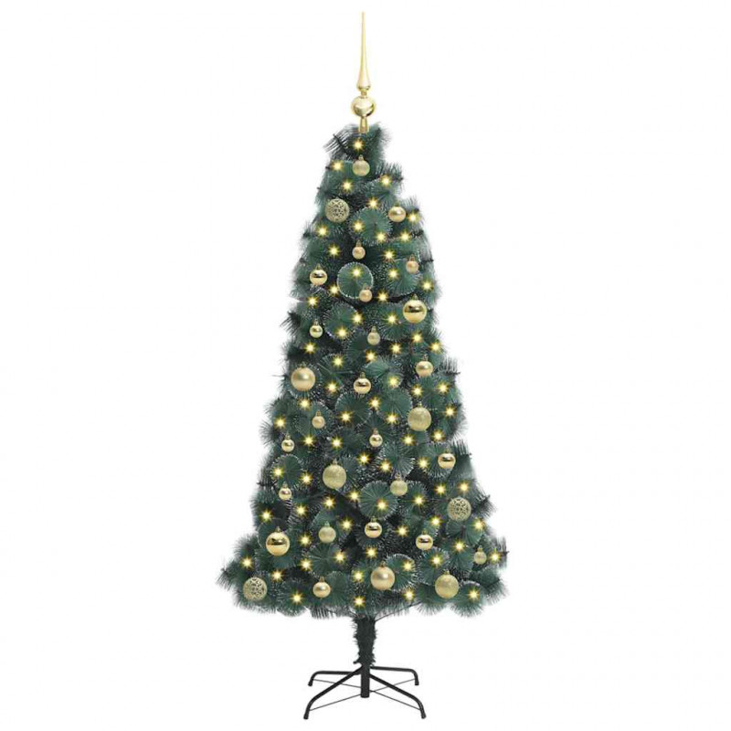 Sztuczna Choinka z Oświetleniem LED z Zestawem Bombek 150 cm