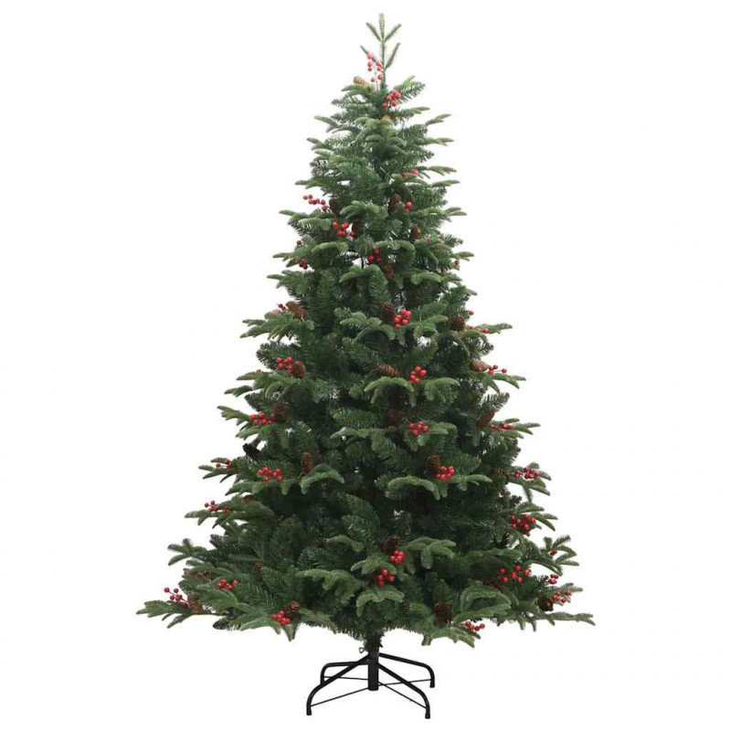 Sztuczna choinka z podstawą Zielony 210 cm PVC, Metal i Plastik