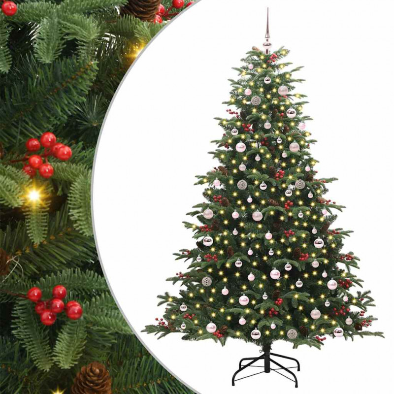 Sztuczna choinka z podstawą Zielony 240 cm PVC, Metal i Plastik