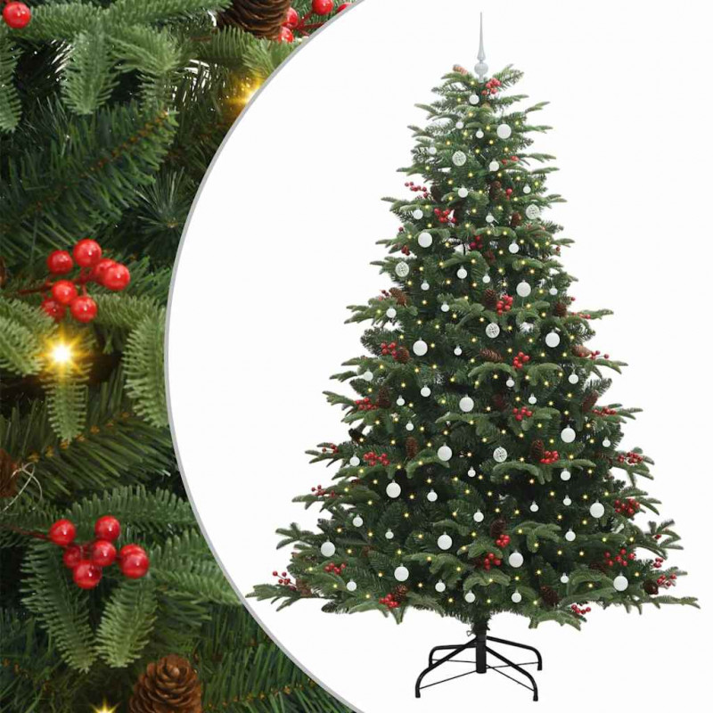 Sztuczna choinka z podstawą Zielony 240 cm PVC, Metal i Plastik