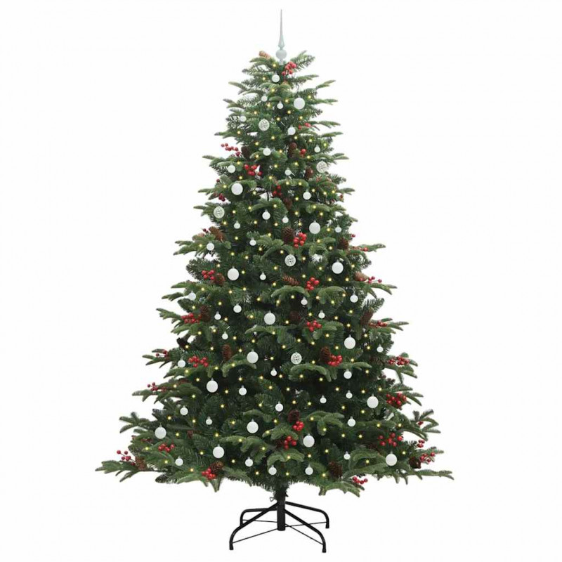 Sztuczna choinka z podstawą Zielony 240 cm PVC, Metal i Plastik