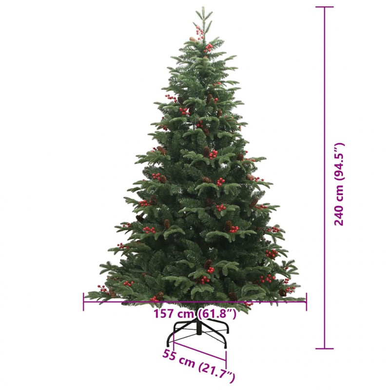 Sztuczna choinka z podstawą Zielony 240 cm PVC, Metal i Plastik
