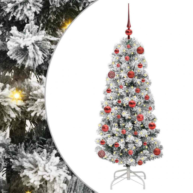 Sztuczna choinka z zawiasami z podstawą Zielony i Biały 120 cm