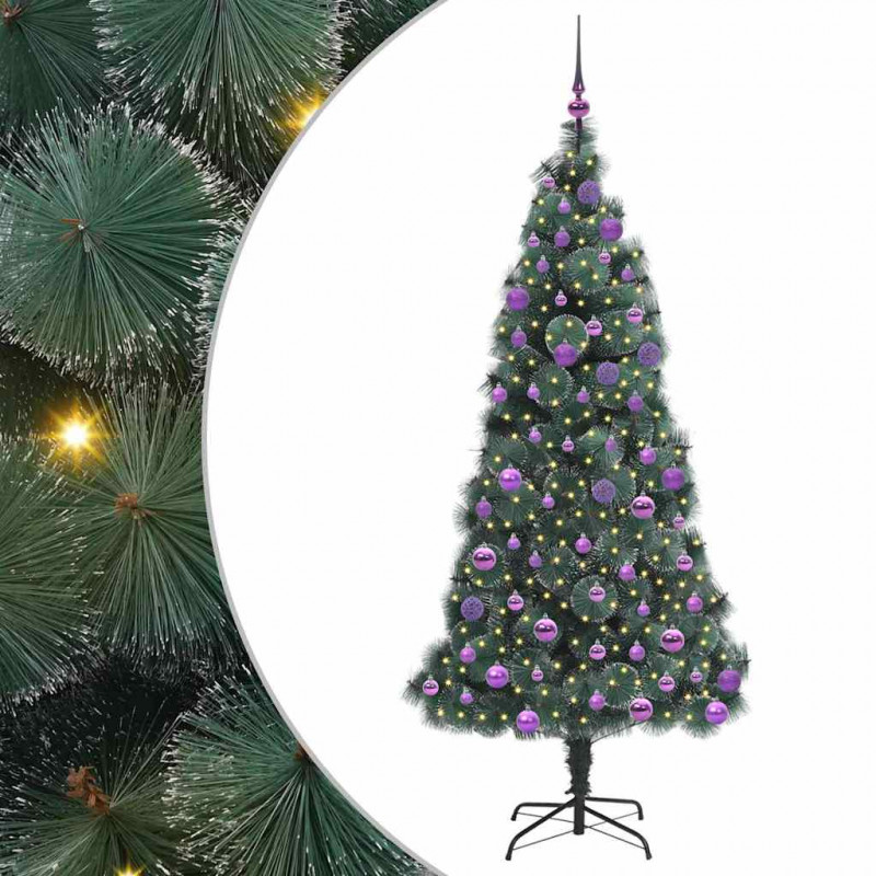 Sztuczna Choinka z Oświetleniem i Zestawem Bombek 180 cm PET