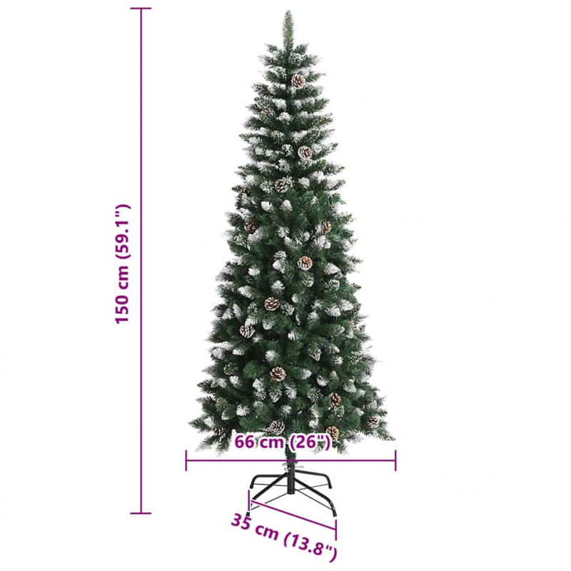 Sztuczna choinka z podstawą Zielony 150 cm PVC, plastik i stal
