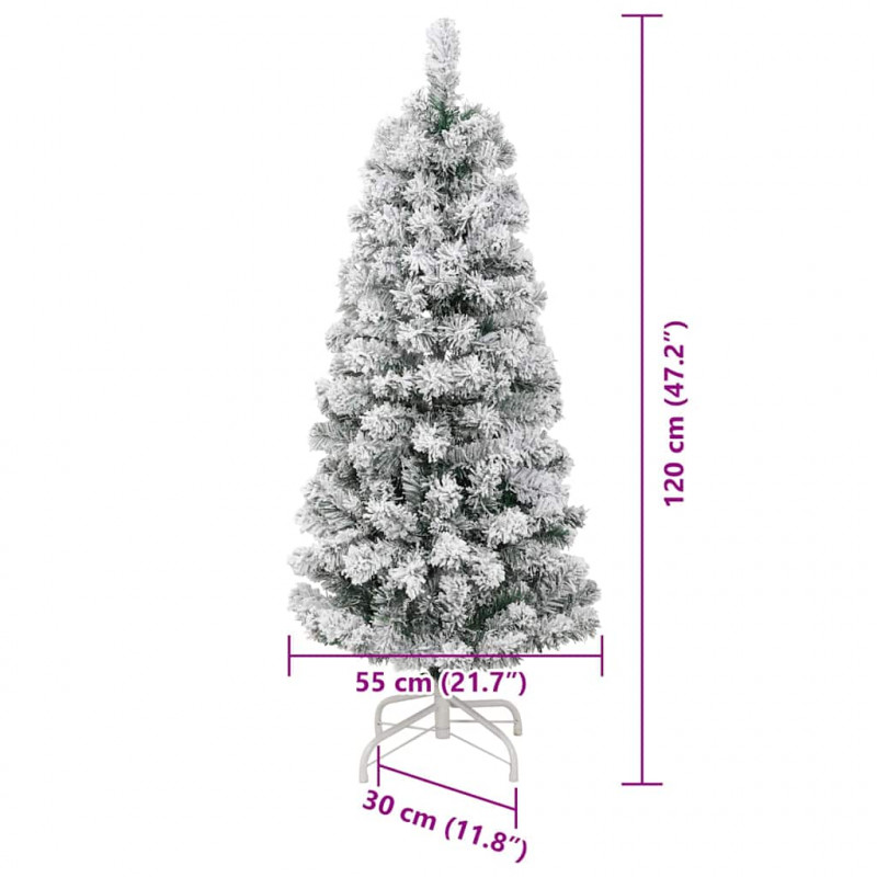 Sztuczna choinka z zawiasami z podstawą Zielony i Biały 120 cm