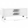 Industrialna szafka pod TV, biała, 105x35x42 cm, metalowa