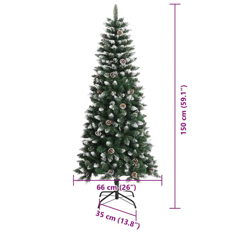 Sztuczna choinka z podstawą Zielony 150 cm PVC, plastik i stal