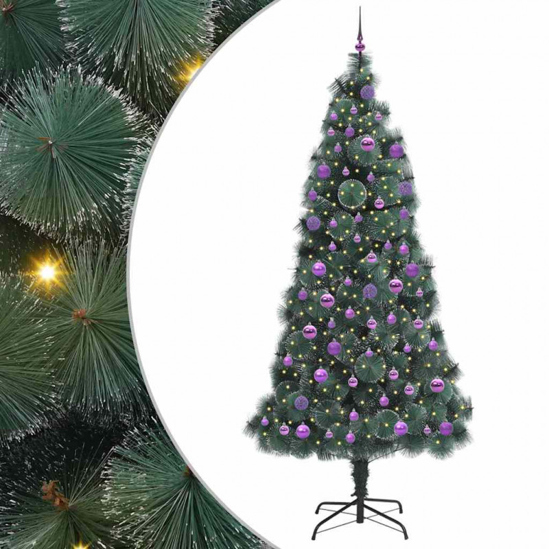 Sztuczna Choinka LED z Zestawem Bombek Zielony 240 cm PET