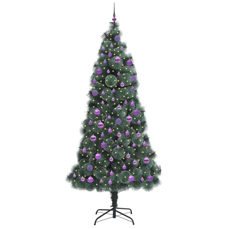 Sztuczna Choinka LED z Zestawem Bombek Zielony 240 cm PET