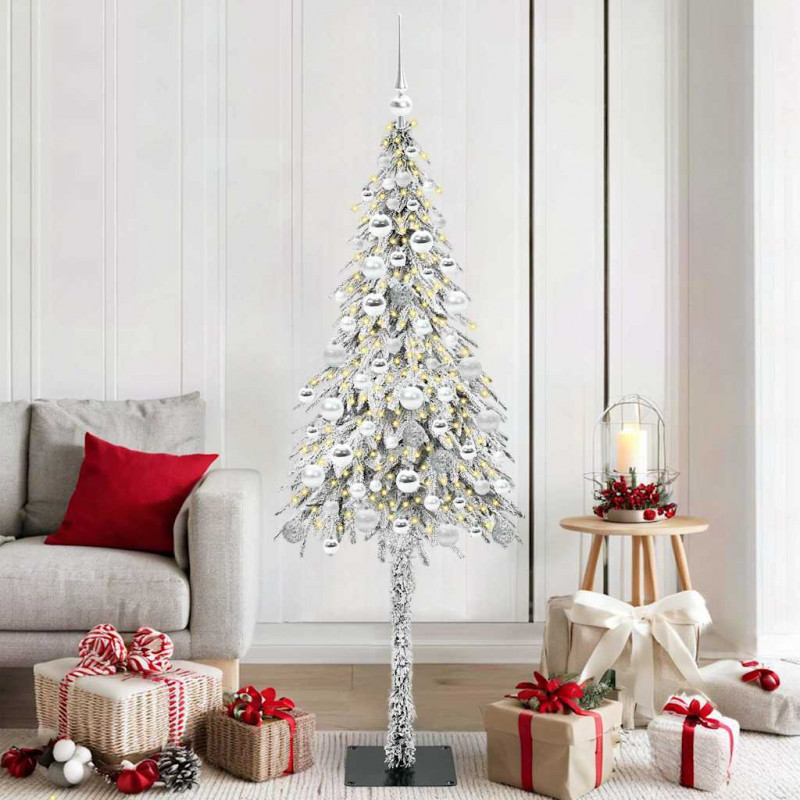 Choinka z 300 diodami LED z podstawą Biały 180 cm PE i stal
