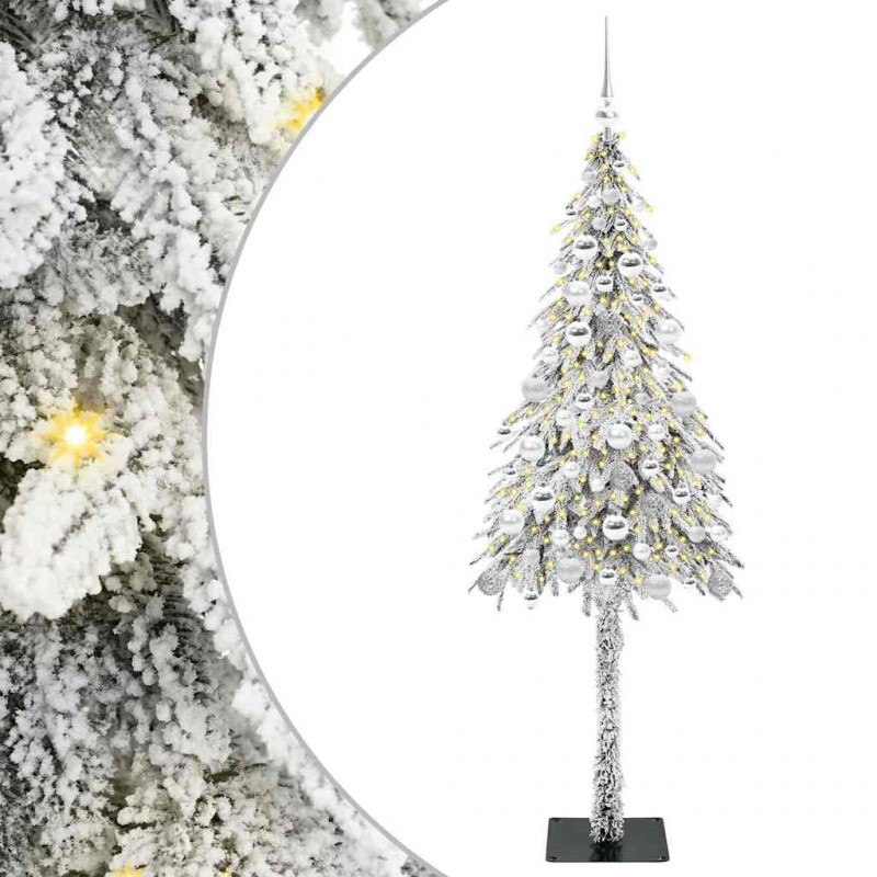 Choinka z 300 diodami LED z podstawą Biały 180 cm PE i stal