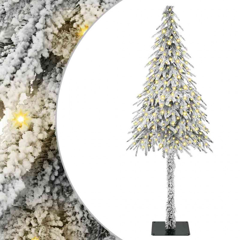 Choinka z 300 diodami LED z podstawą Biały 210 cm PE i stal
