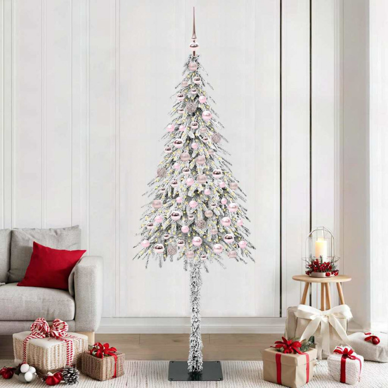 Choinka z 300 diodami LED z podstawą Biały 210 cm PE i stal