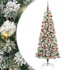 Sztuczna choinka z zawiasami z podstawą Zielony i Biały 180 cm
