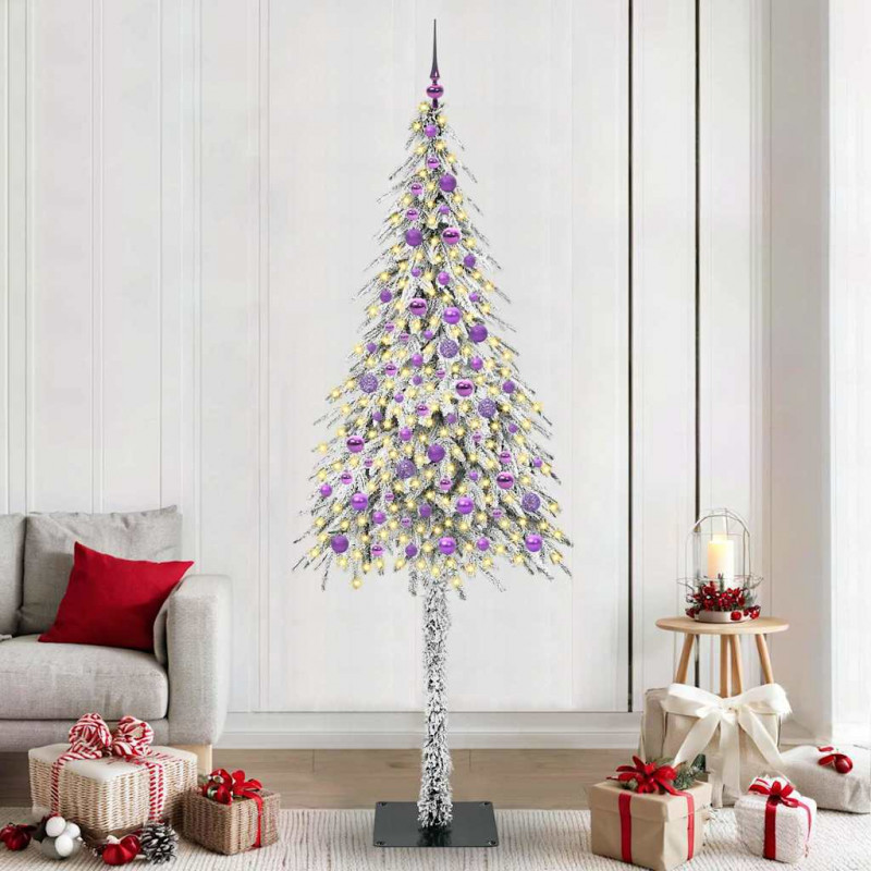 Choinka z 300 diodami LED z podstawą Biały 210 cm PE i stal