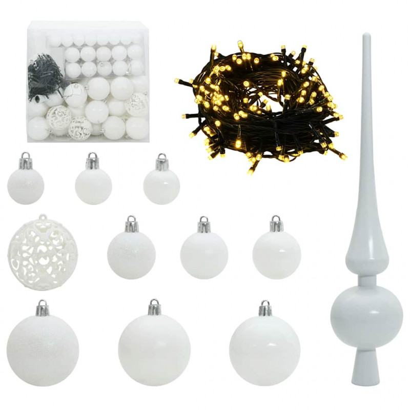 Sztuczna choinka z zawiasami z podstawą Zielony i Biały 180 cm