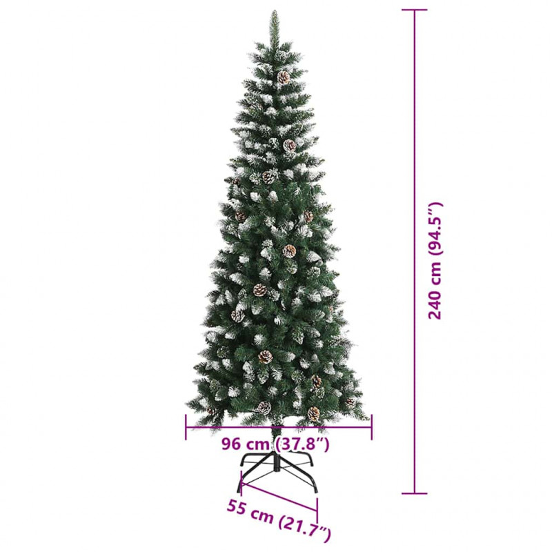 Sztuczna choinka z podstawą Zielony 240 cm PVC, plastik i stal