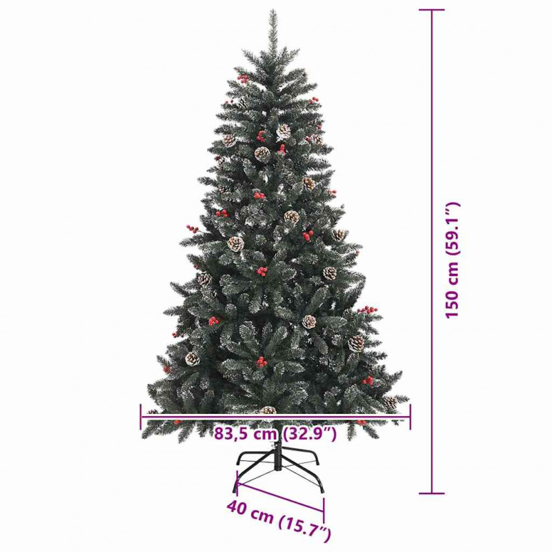 Sztuczna choinka z podstawą Zielony 150 cm PVC, plastik i stal
