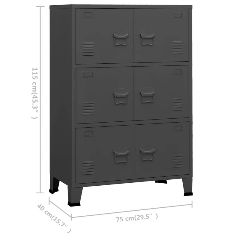 Industrialna szafka, antracytowa, 75x40x115 cm, metalowa