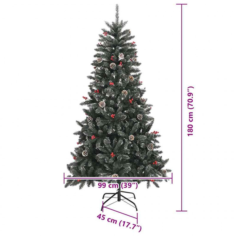 Sztuczna choinka z podstawą Zielony 180 cm PVC, plastik i stal