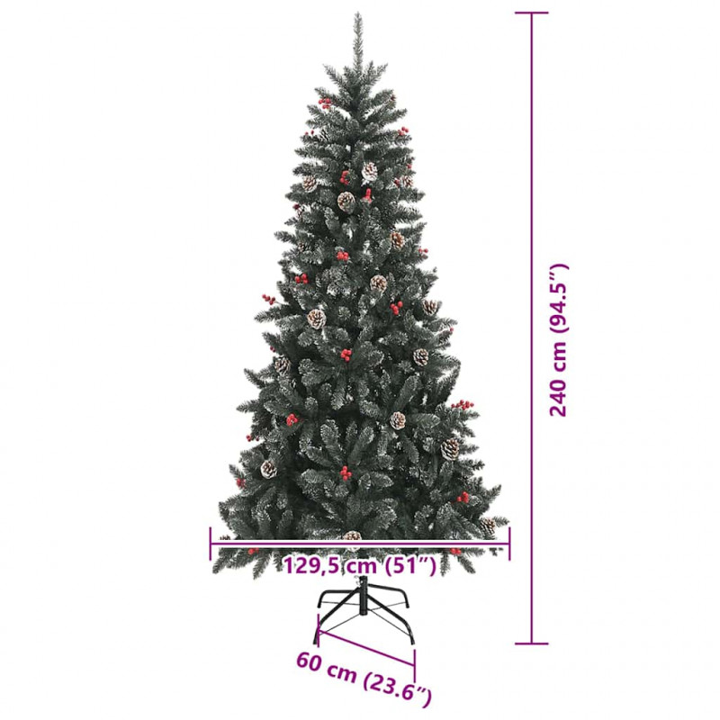 Sztuczna choinka z podstawą Zielony 240 cm PVC, plastik i stal