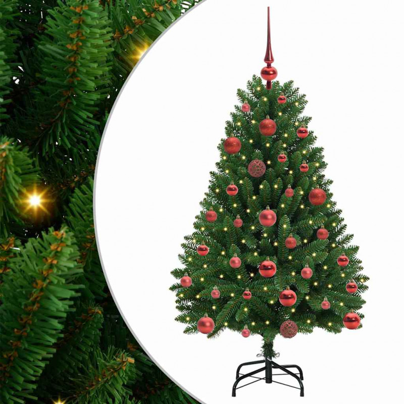 Sztuczna choinka z 150 diodami LED Zielony 120 cm PVC i Metal