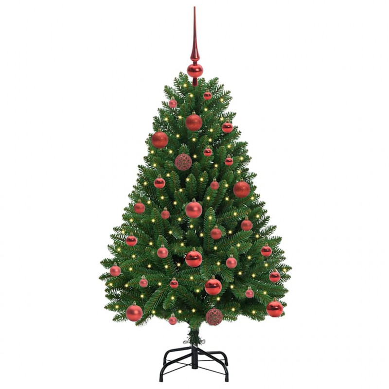 Sztuczna choinka z 150 diodami LED Zielony 120 cm PVC i Metal