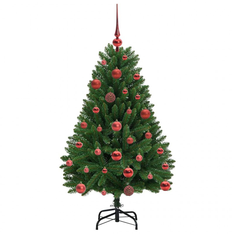 Sztuczna choinka z 150 diodami LED Zielony 120 cm PVC i Metal