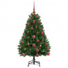 Sztuczna choinka z 150 diodami LED Zielony 120 cm PVC i Metal