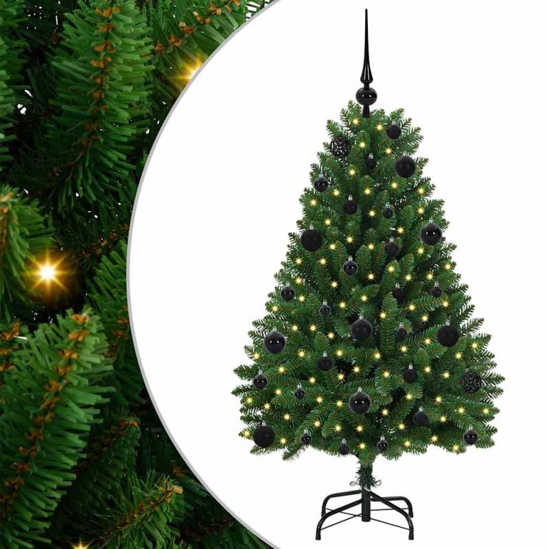 Sztuczna choinka z 150 diodami LED Zielony 120 cm PVC i Metal