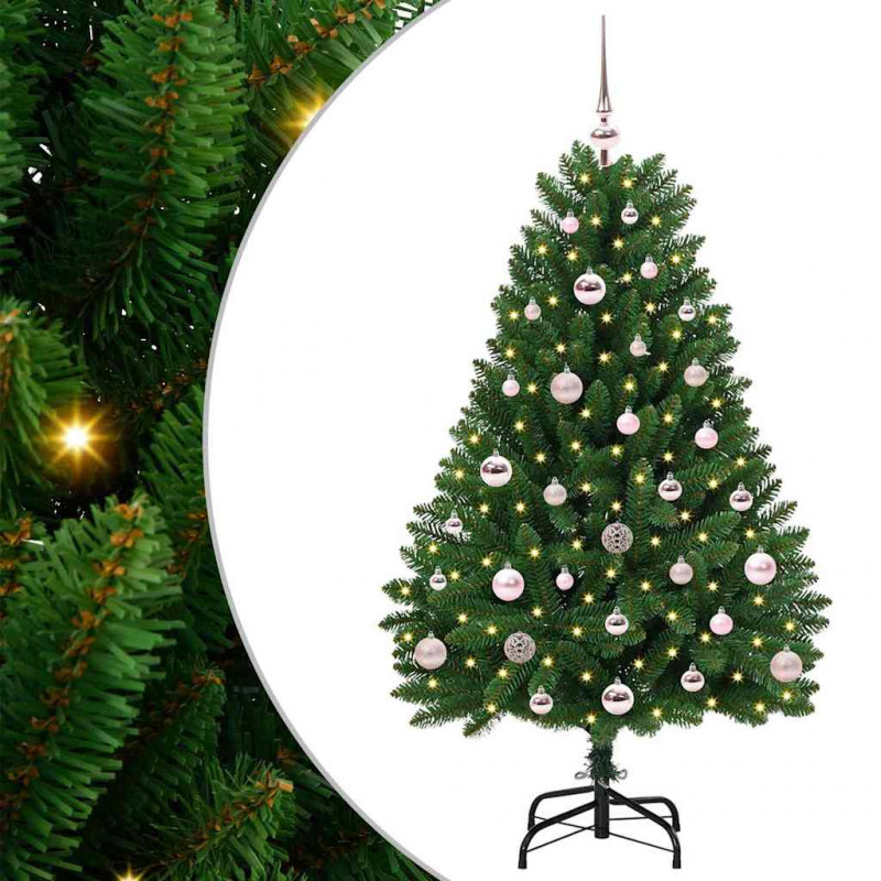Sztuczna choinka z 150 diodami LED Zielony 120 cm PVC i Metal