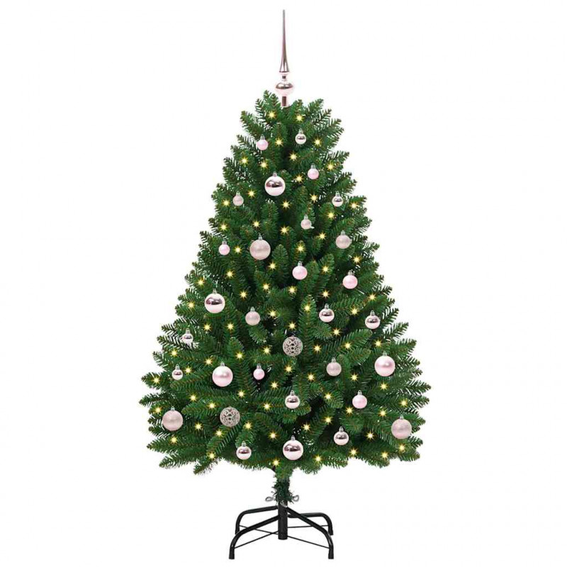 Sztuczna choinka z 150 diodami LED Zielony 120 cm PVC i Metal