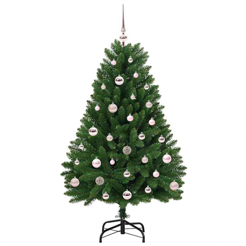 Sztuczna choinka z 150 diodami LED Zielony 120 cm PVC i Metal