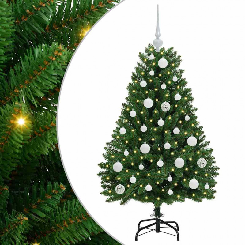Sztuczna choinka z 150 diodami LED Zielony 120 cm PVC i Metal