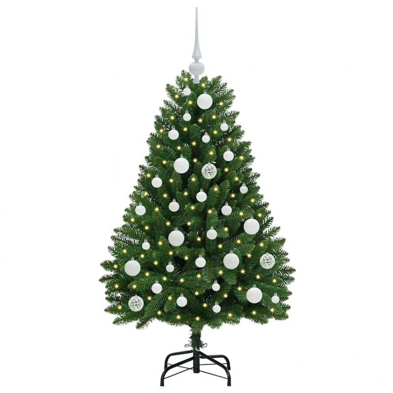Sztuczna choinka z 150 diodami LED Zielony 120 cm PVC i Metal