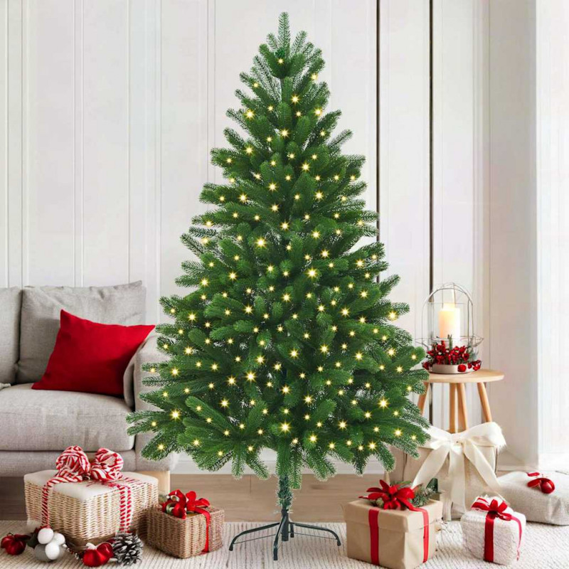 Choinka z 300 diodami LED z podstawą Zielony 180 cm PE