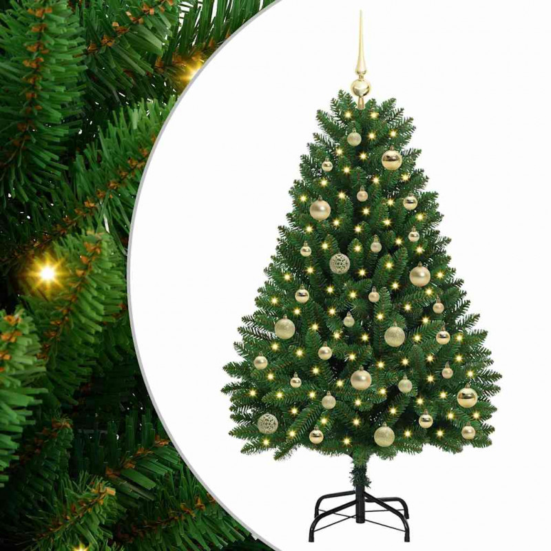 Sztuczna choinka z 150 diodami LED Zielony 120 cm PVC i Metal
