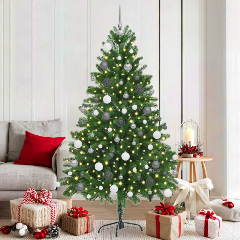 Choinka z 300 diodami LED z podstawą Zielony 180 cm PE