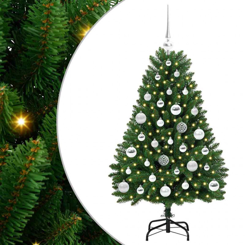 Sztuczna choinka z 150 diodami LED Zielony 120 cm PVC i Metal